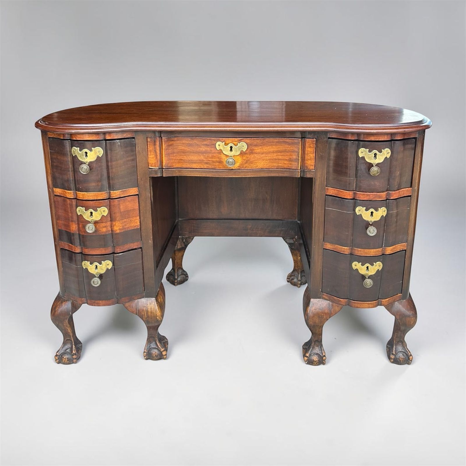 Antique Imbuia Serpentine Desk.