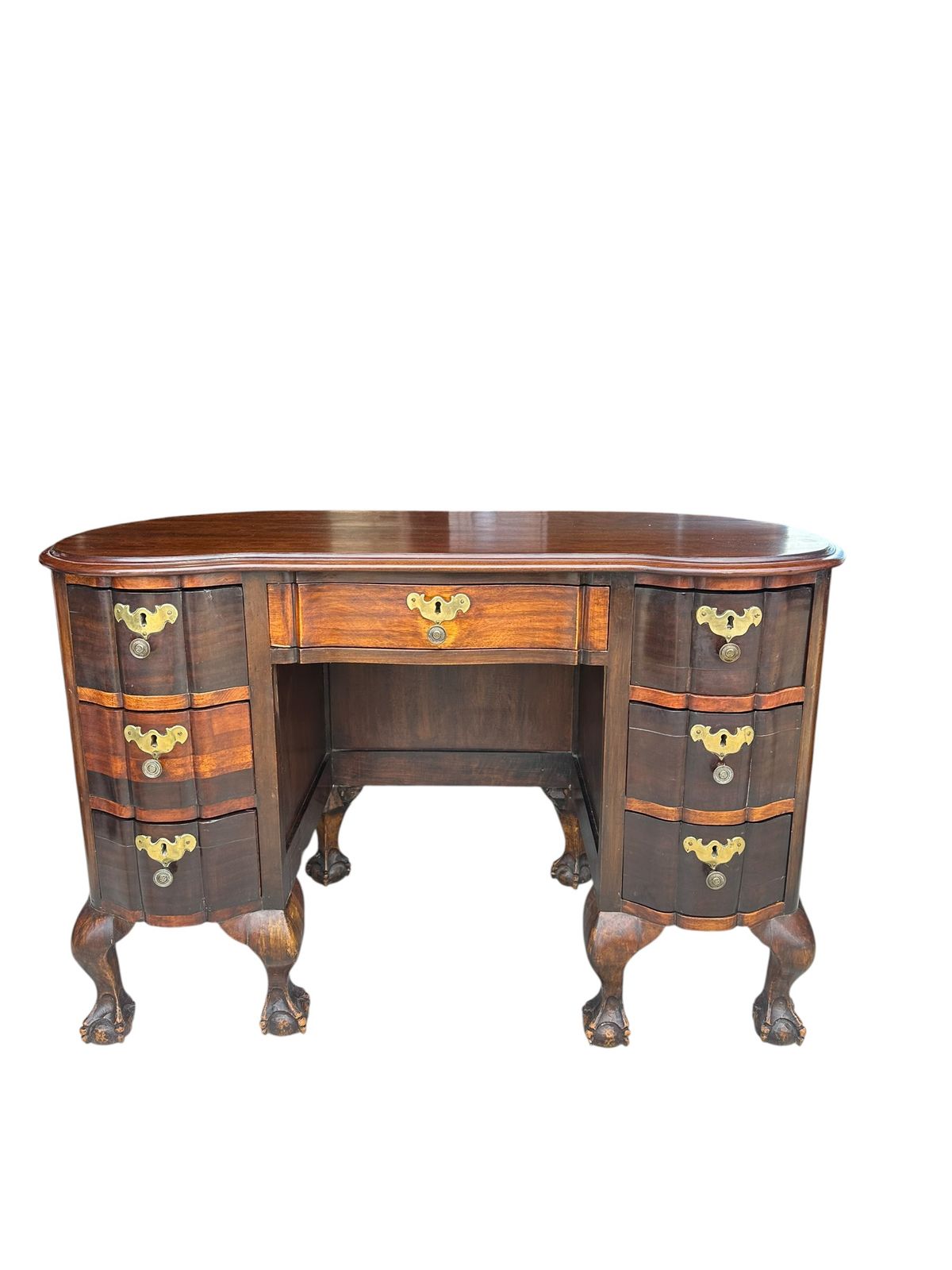 Antique Imbuia Serpentine Desk. photo vintage