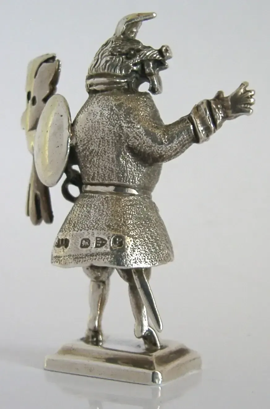 Rare 68g English Solid Cast Sterling Silver Trusty Servant Figure 1898 Antique photo vinterior