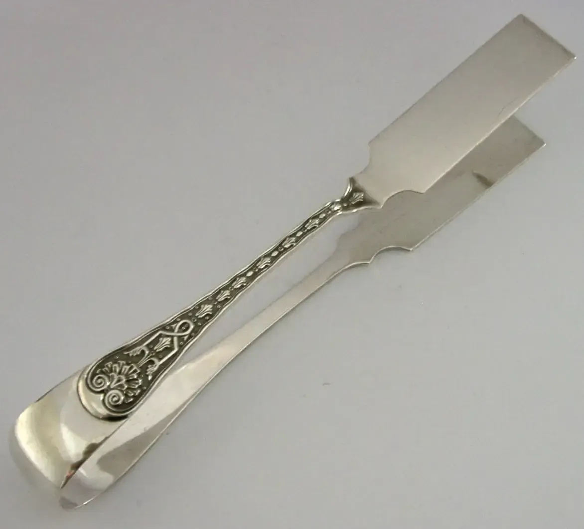 Large 148g Sterling Silver Serving Sandwich Vegetables Tongs 1963 Garrards photo furniture