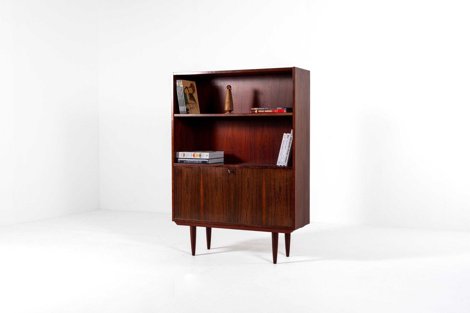 Danish Mid Century Rosewood Bookcase Cabinet With Drop Down Compartment, 1960s photo furniture