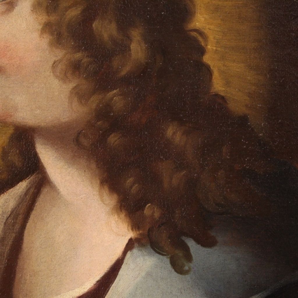 photo furniture Antiek religieus schilderij van een heilige, 18e eeuw