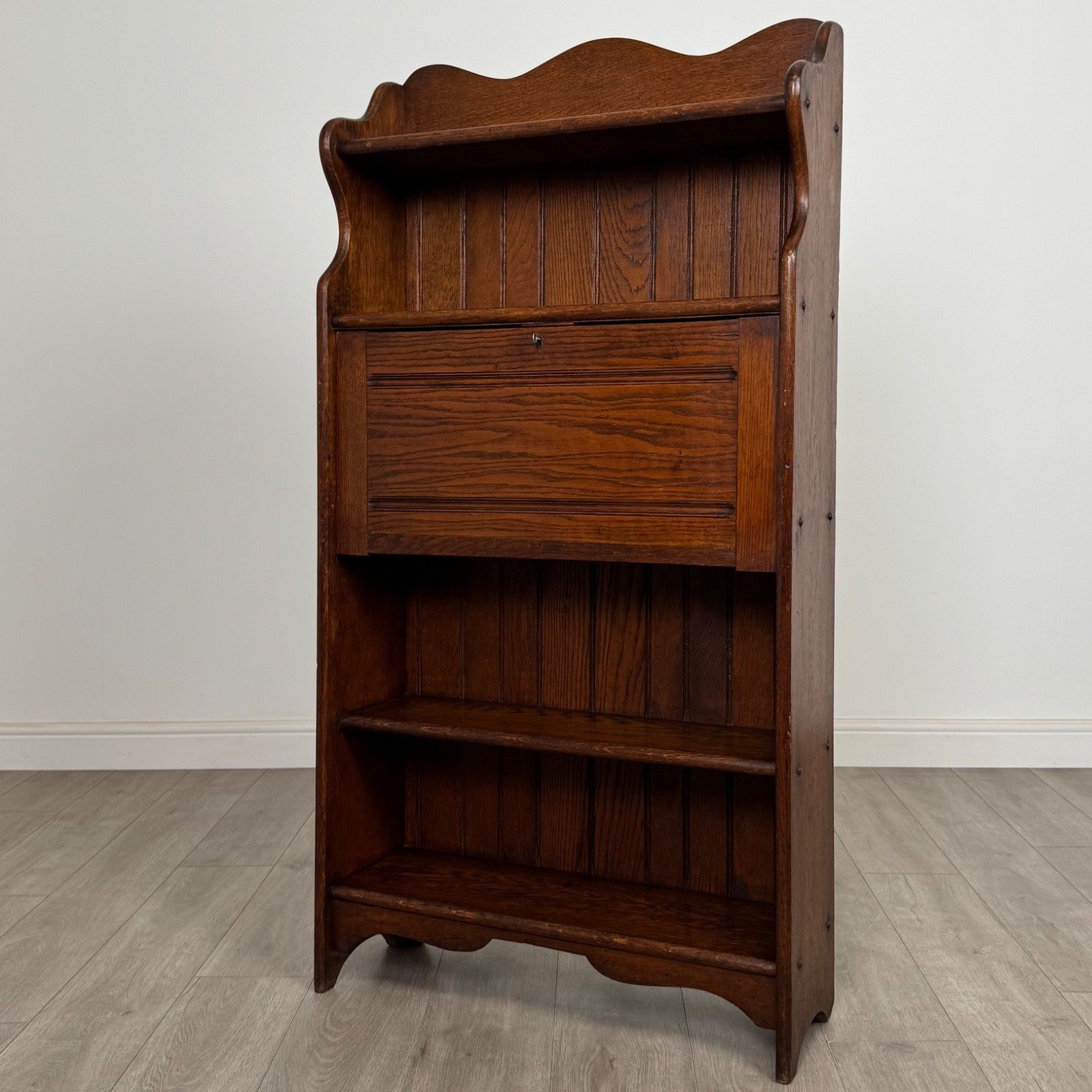 Antique 20th Century Narrow Edwardian Bureau In Oak ( Af 5604 ) photo Furniture
