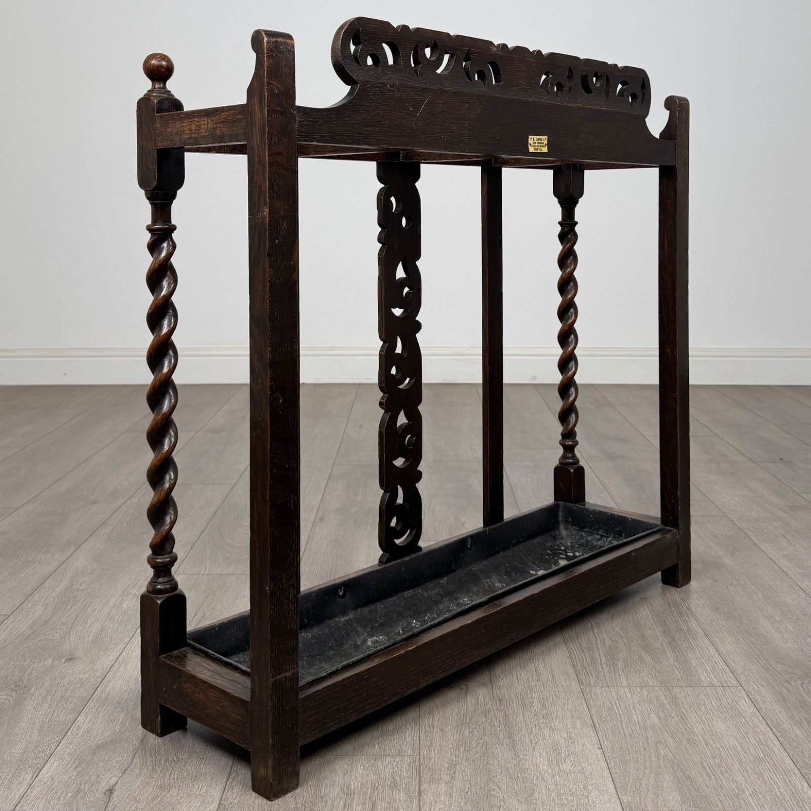 Antique 19th Century Umbrella Stand / Stick Stand In Oak ( Af 5595 ) photo Home Decor