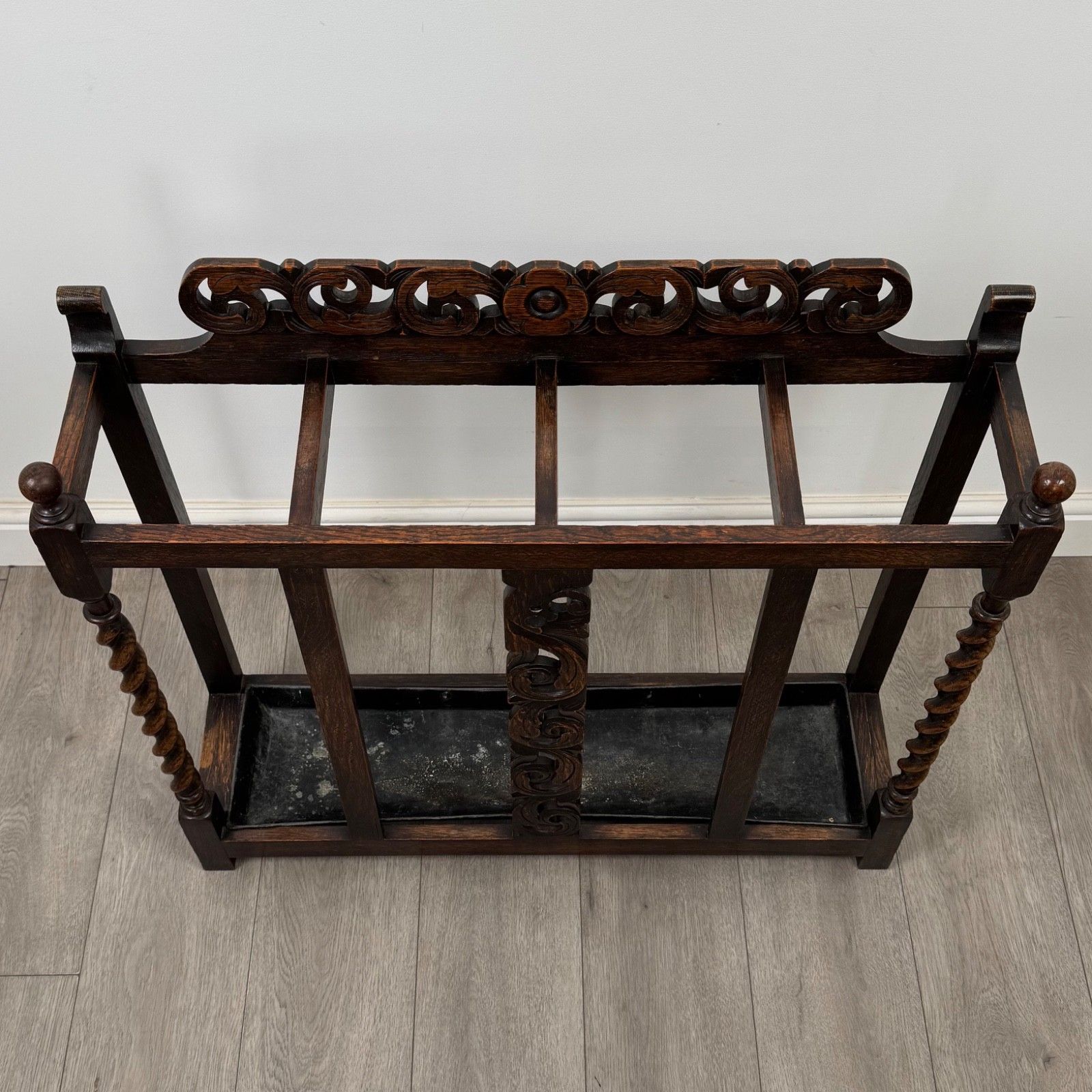 photo furniture Antique 19th Century Umbrella Stand / Stick Stand In Oak ( Af 5595 )