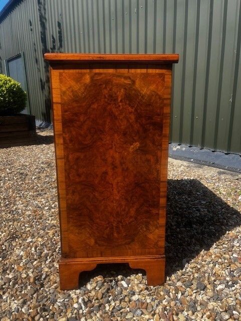 A George II Style Burr Walnut Chest Of Drawers. photo for sale