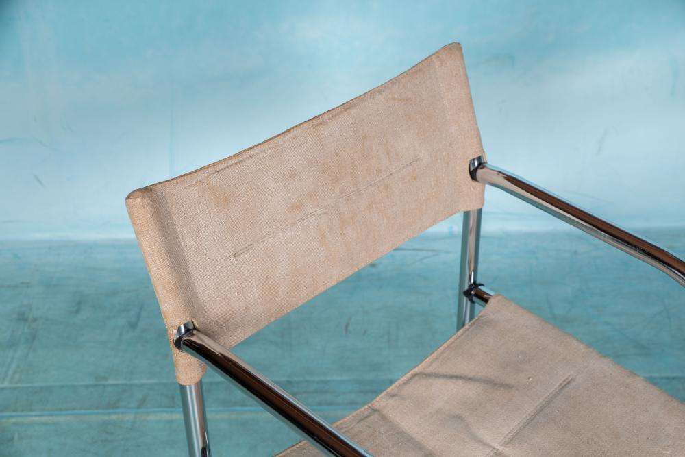 Vintage Tubular Frame Director's Chair Chrome 1970s photo vintage