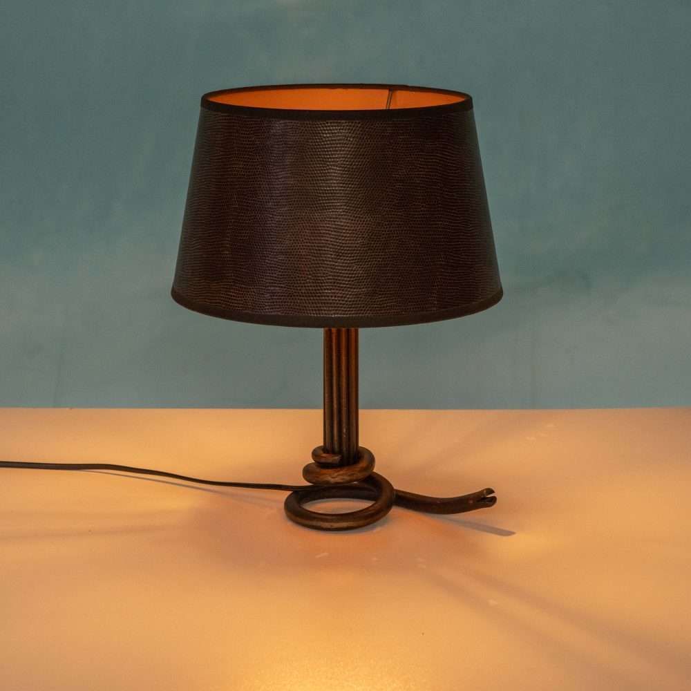 Art Deco Smeedijzeren Slanglamp Jaren 40 Tafellamp Slangenkap