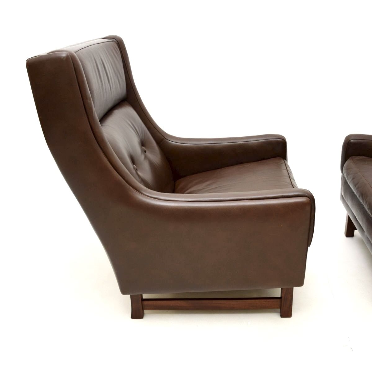 photo for sale Pair Of Vintage Leather Armchairs By Torbjorn Afdal For Bruksbo