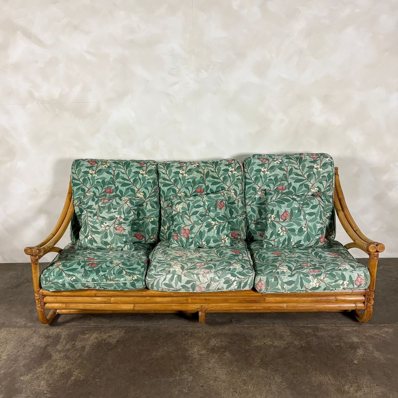 Mid Century Angraves Of Leicester Three Seater Sofa Invincible William Morris Bamboo Retro Mcm photo for sale