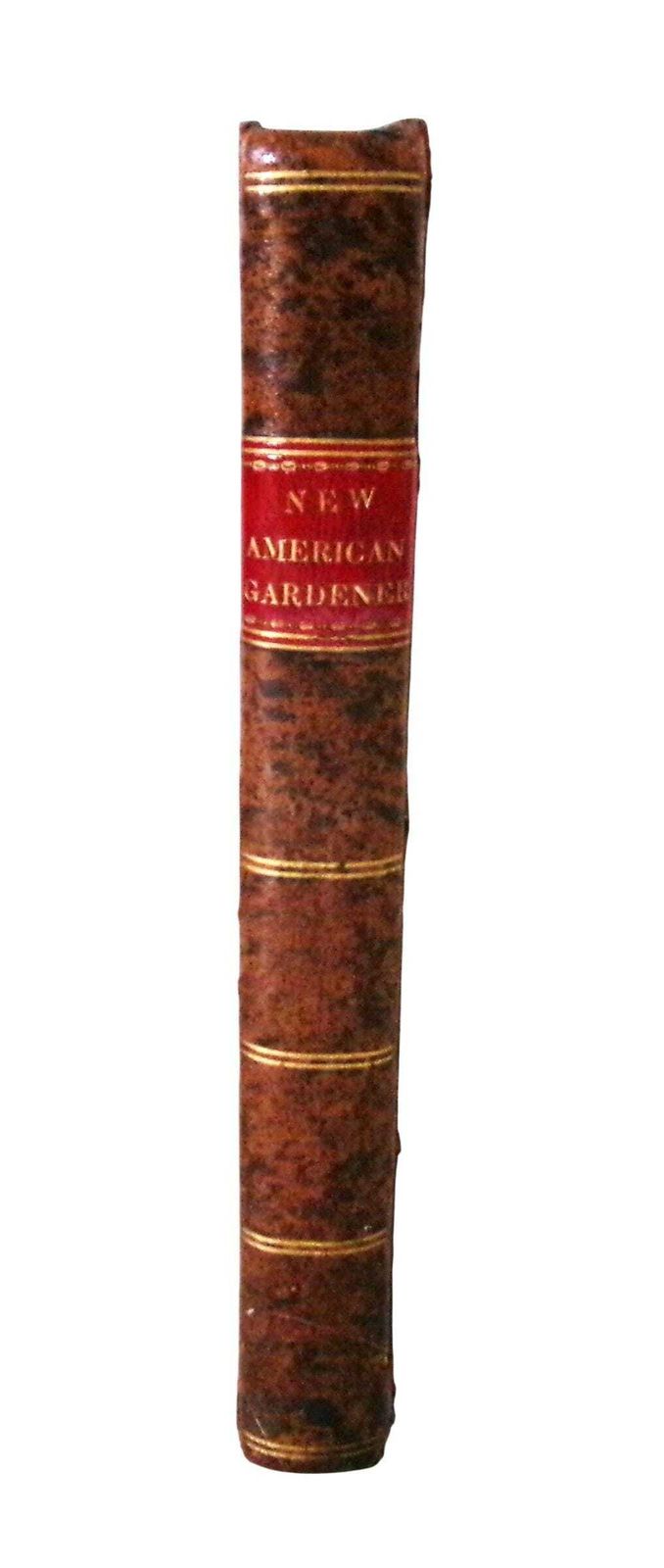 1828 Horticulture Book: New American Gardener, Thomas Fessenden, Full Leather Georgian photo furniture