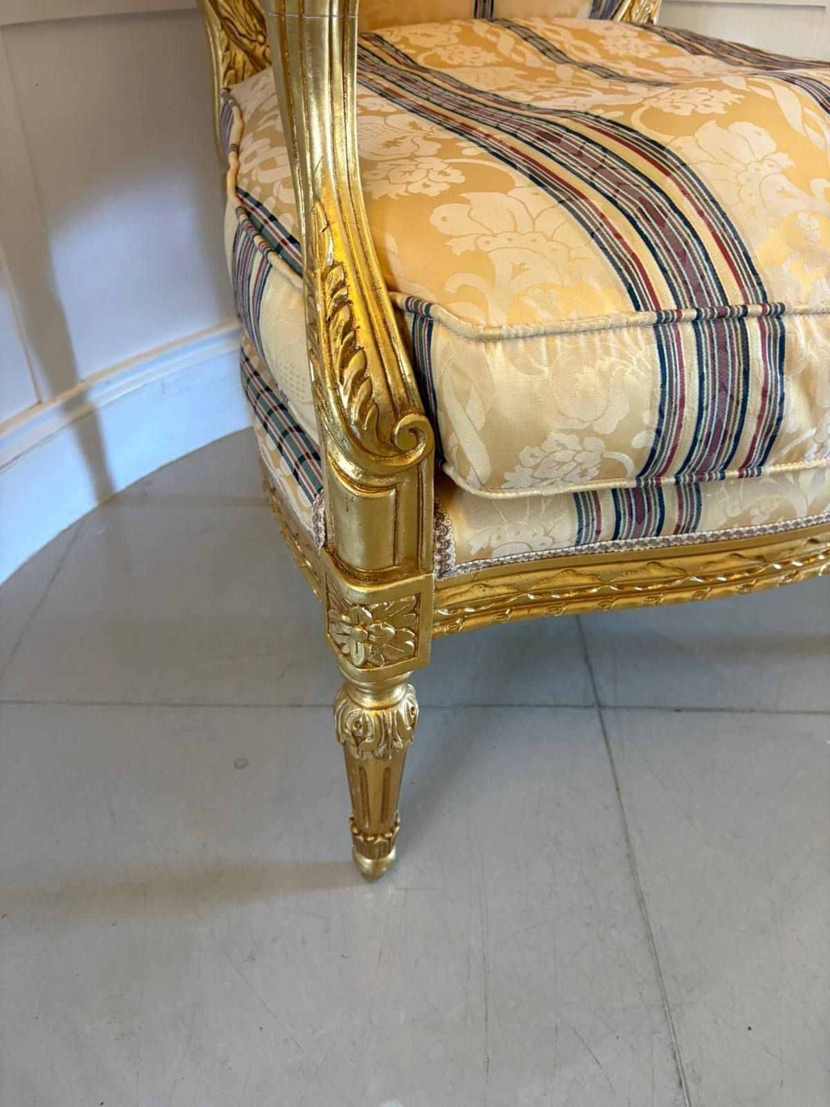 5800.0 Antique French Giltwood Bergère Armchairs Set Of 4 Louis XVI Style Salon Chairs photo