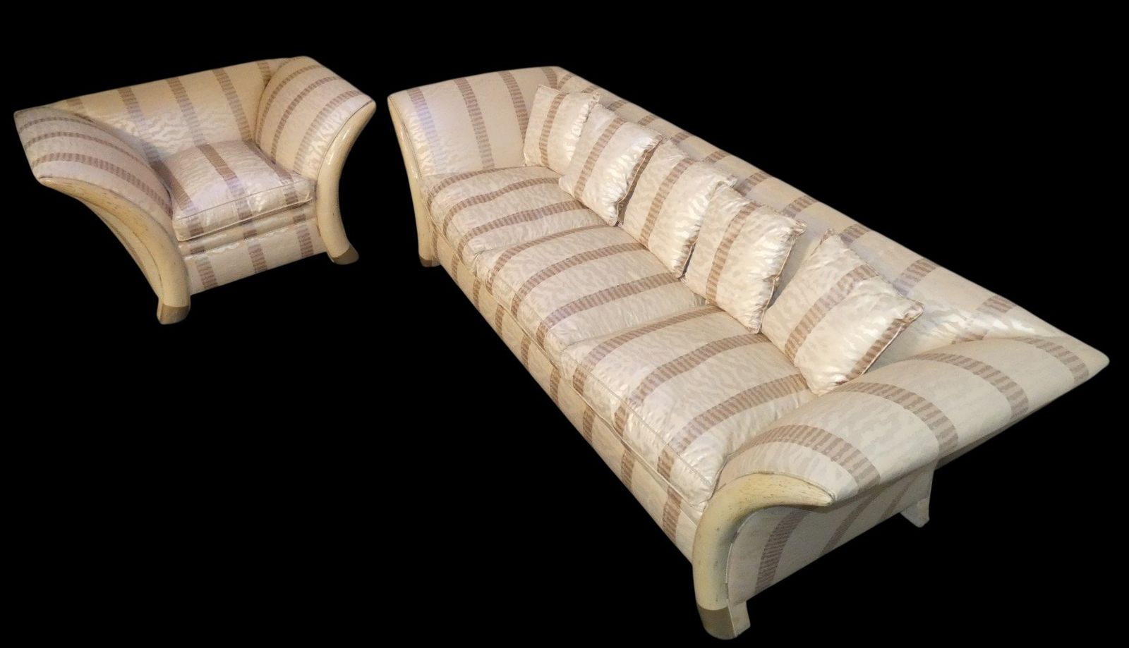 Colonial Style Sofa And Armchair With Saber Shaped Resin Feet, Italy, 1970s, Set Of 2 photo furniture