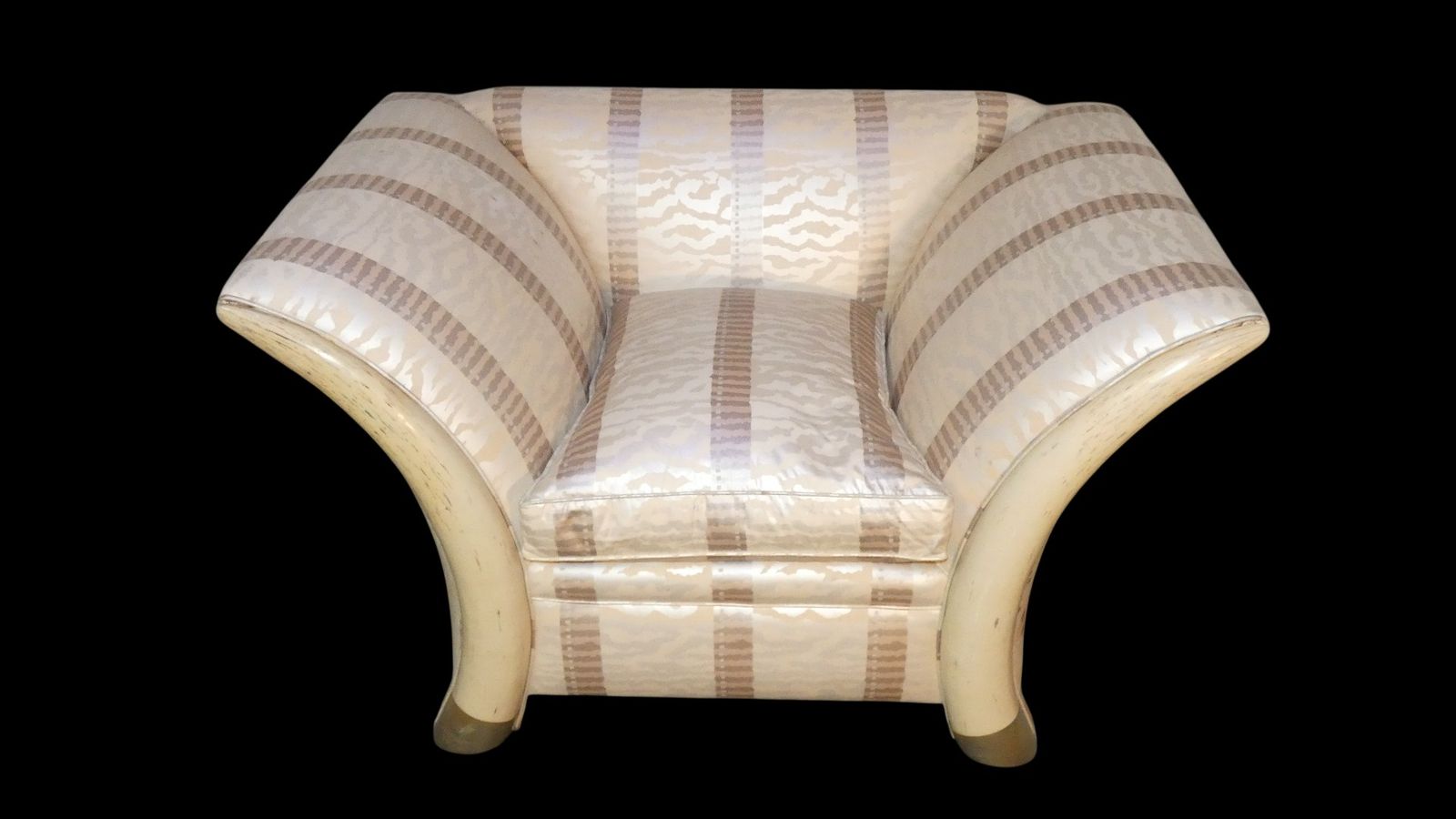 Colonial Style Sofa And Armchair With Saber Shaped Resin Feet, Italy, 1970s, Set Of 2 photo for sale