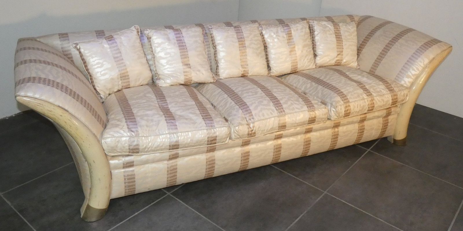 photo buy Colonial Style Sofa And Armchair With Saber Shaped Resin Feet, Italy, 1970s, Set Of 2