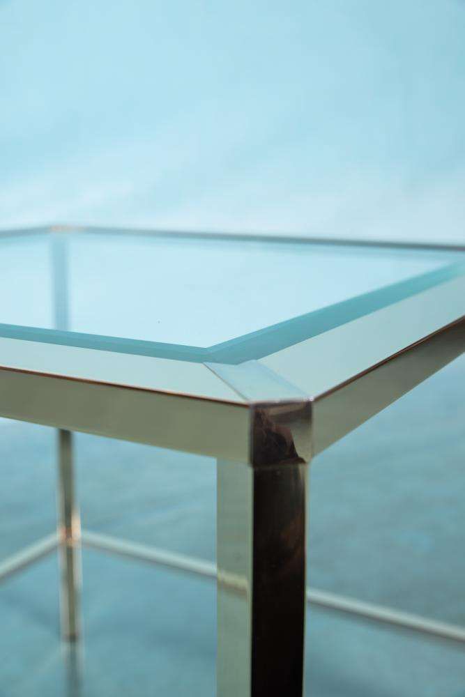 photo furniture Minimalist Coffee Table Brass Glass Regency Coffee Table 70s