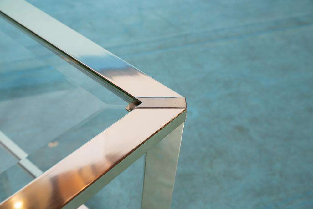 photo vinterior Minimalist Coffee Table Brass Glass Regency Coffee Table 70s