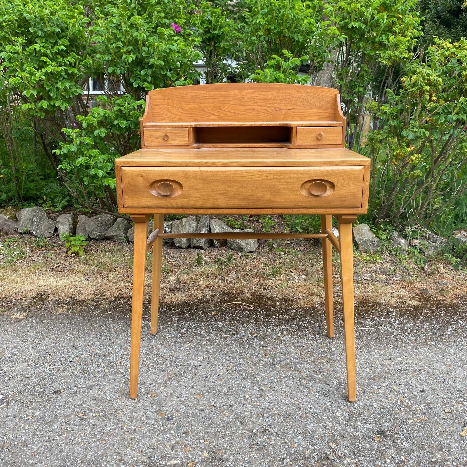 1970's G Plan Blonde Teak Desk And Matching Quaker Chair photo buy