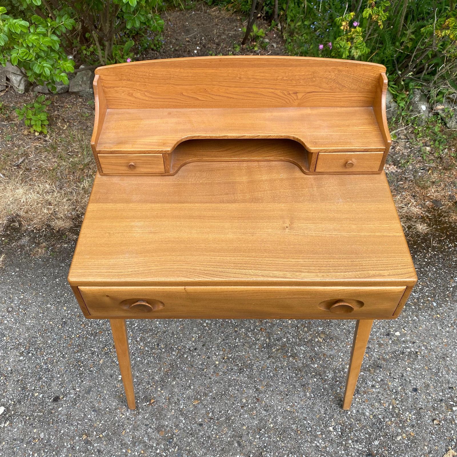1970's G Plan Blonde Teak Desk And Matching Quaker Chair photo vintage