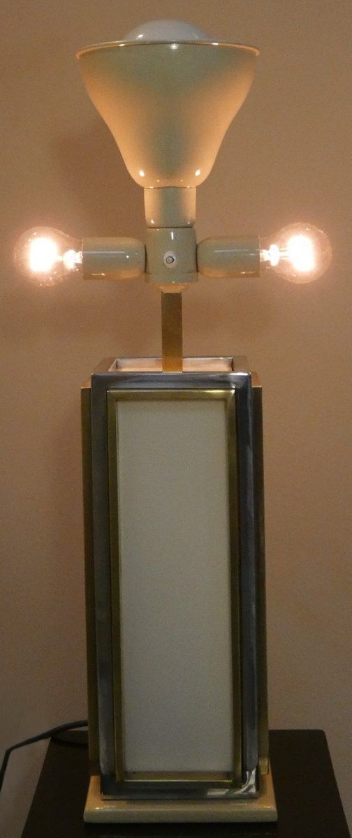 Brass, Steel, And Acrylic Glass Table Lamp, Italy, 1970s photo buy