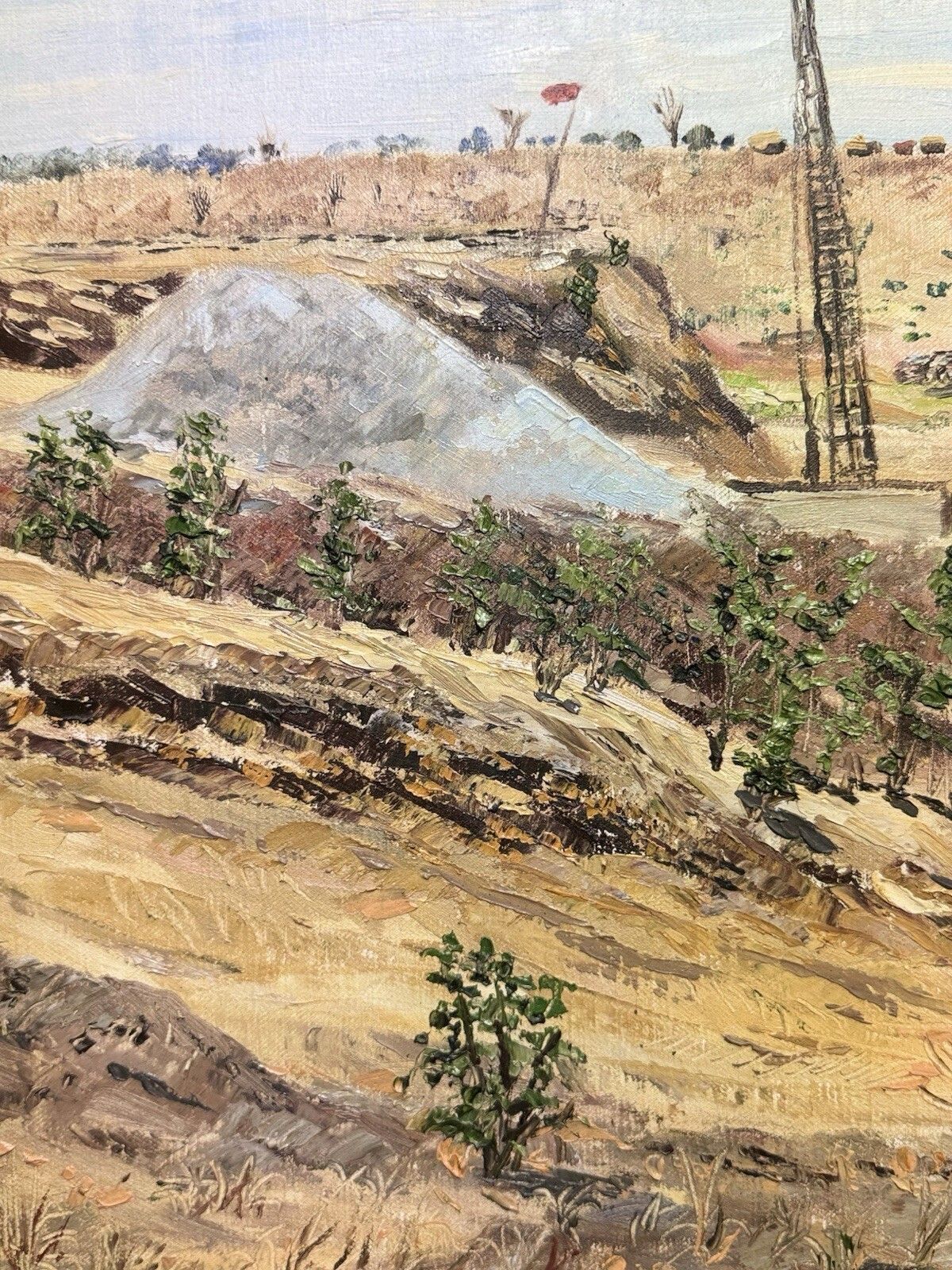 photo for sale 21stc South African Blantyre Gold Mining Operation In Landscape Oil Painting
