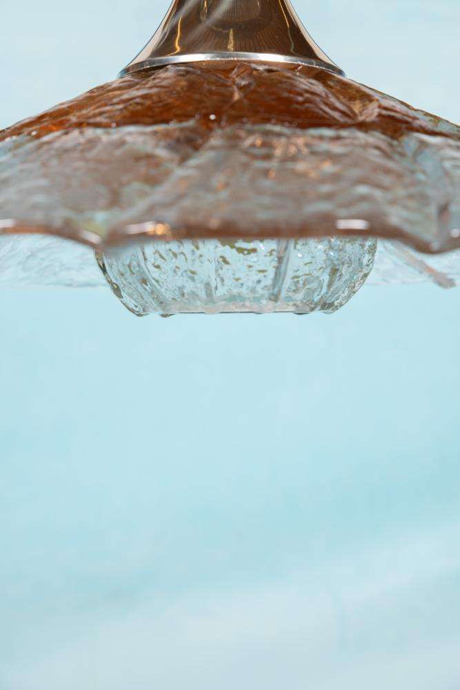 Midmod Glass Pendant Lamp Orrefors, 60s Japandi Glass Pendant photo vinterior