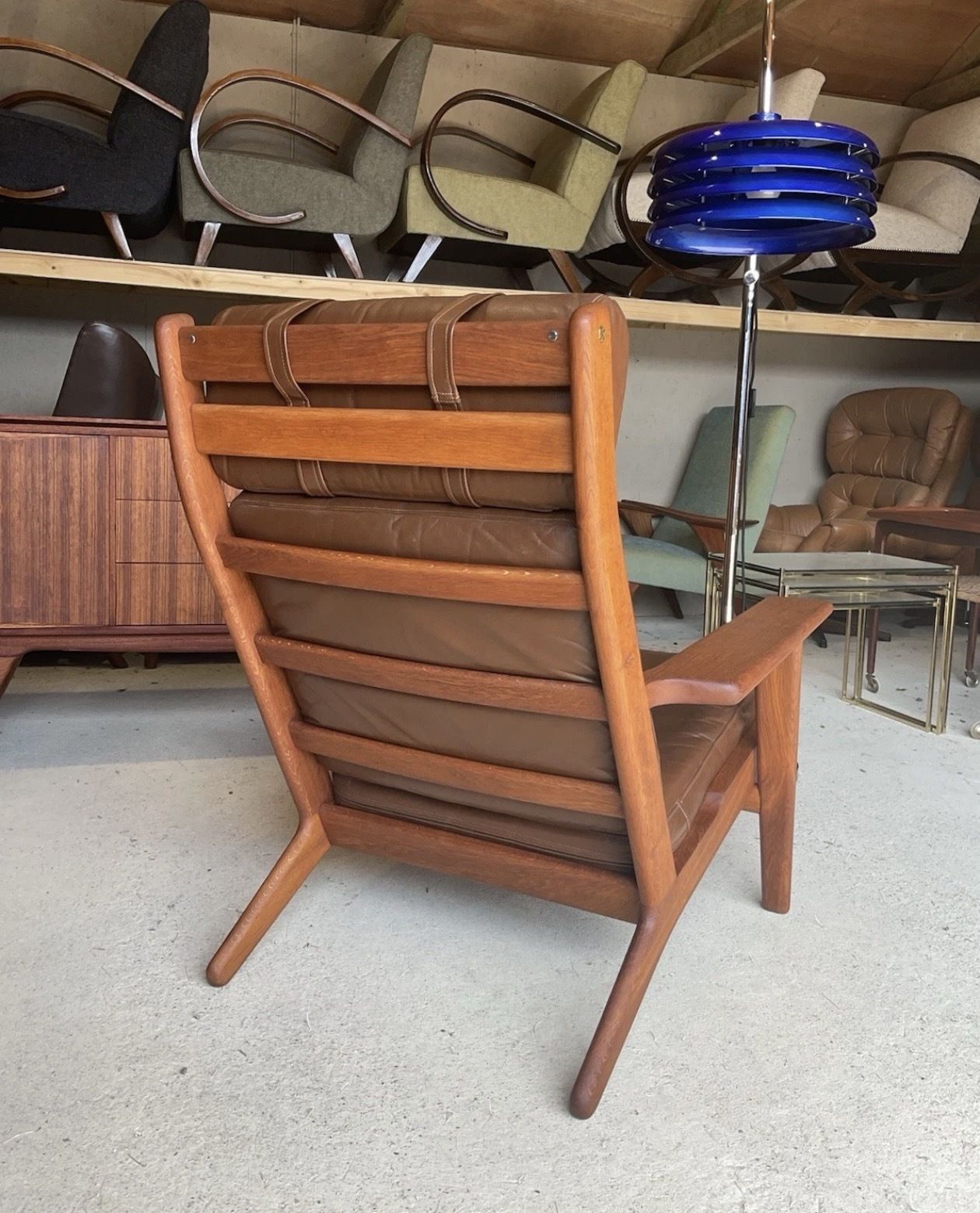 Hans Wegner Ge290 Teak High Backed Armchair For Getama Of Denmark Mid Century photo for sale