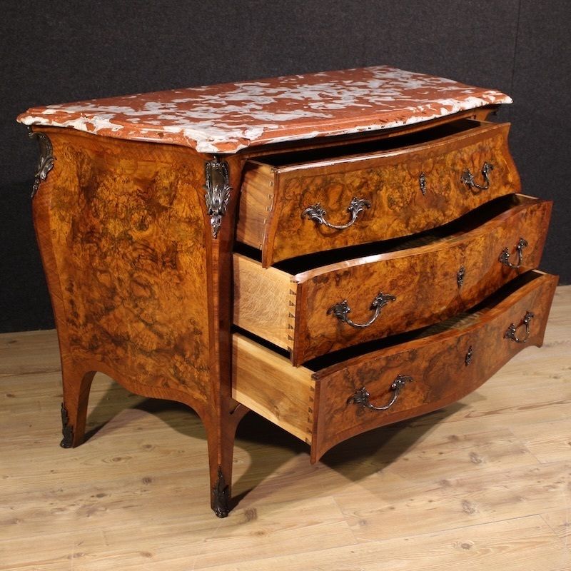 Lombard Inlaid Dresser In Louis XV Style With Marble Top photo for sale