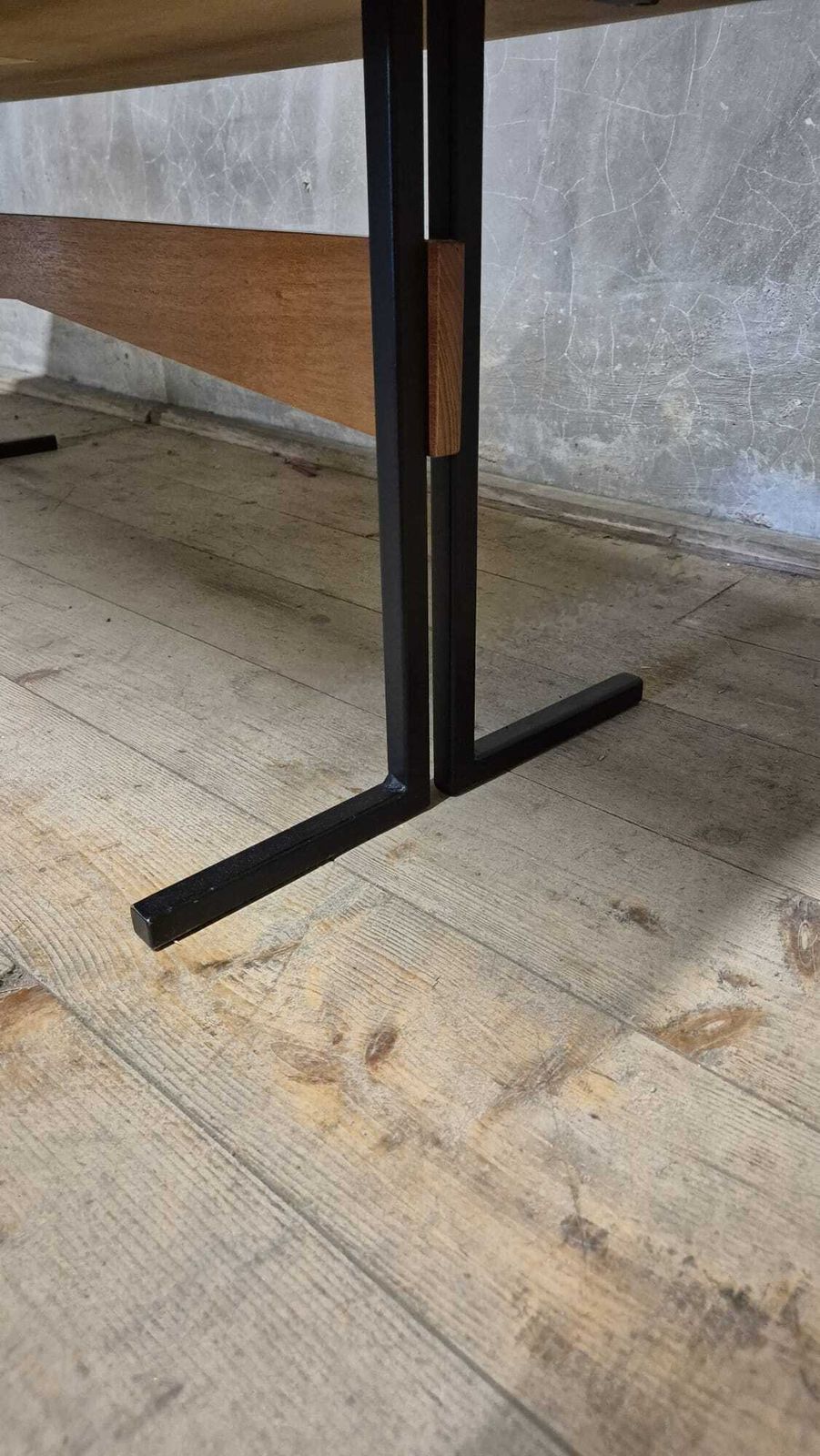 Vintage Rectangular Coffee Table With Wooden Top And Black Metal Base, 1960s. photo vintage