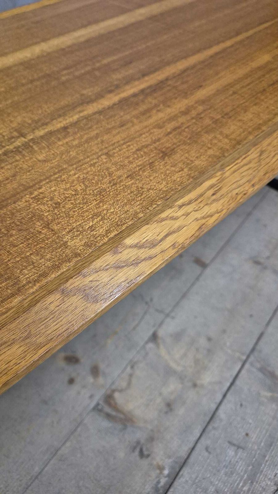 photo for sale Vintage Rectangular Coffee Table With Wooden Top And Black Metal Base, 1960s.