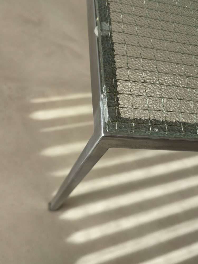 Roestvrijstalen Salontafel Met Draadglas, Minimalistisch, Jaren 1960 photo vinterior