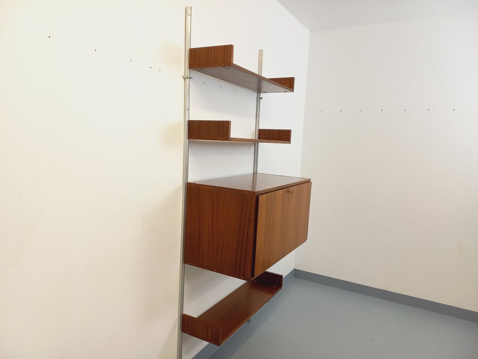Arp Minvielle Wall Mounted Bookcase With Mahogany And Aluminum Secretary Desk photo for sale