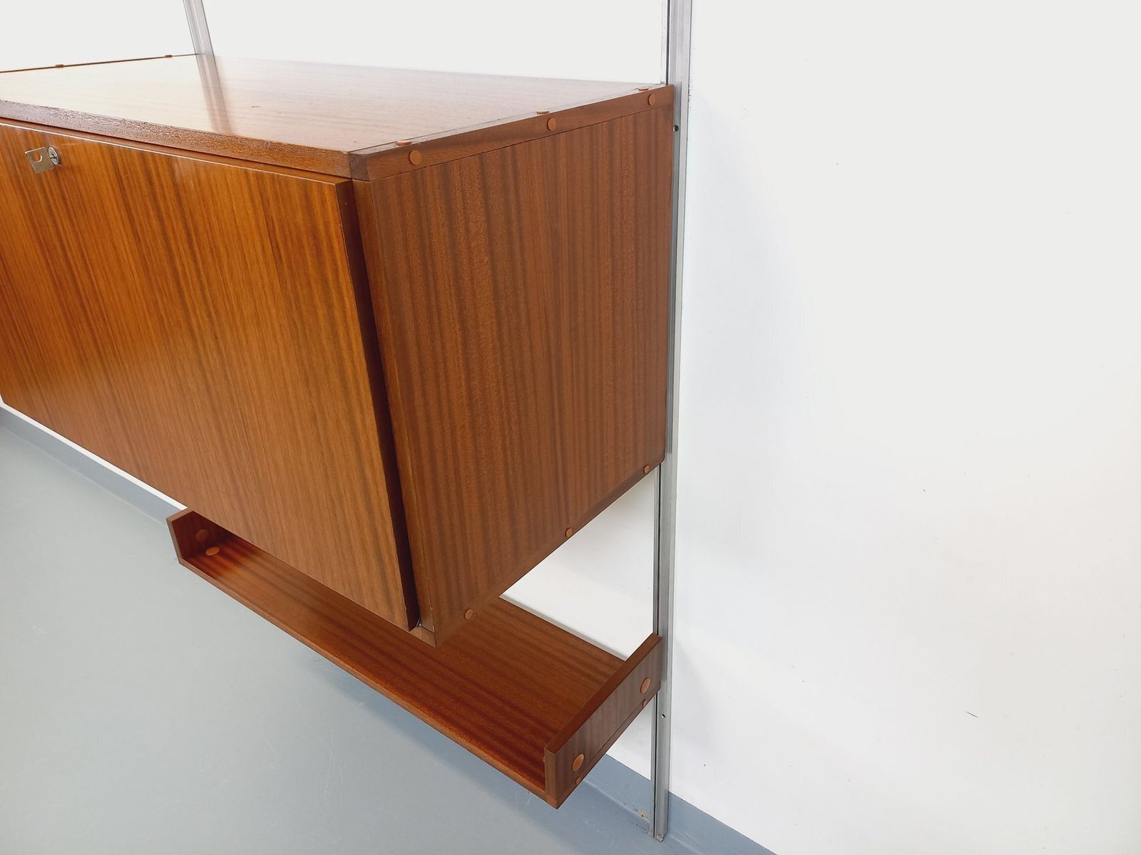 Arp Minvielle Wall Mounted Bookcase With Mahogany And Aluminum Secretary Desk photo vintage