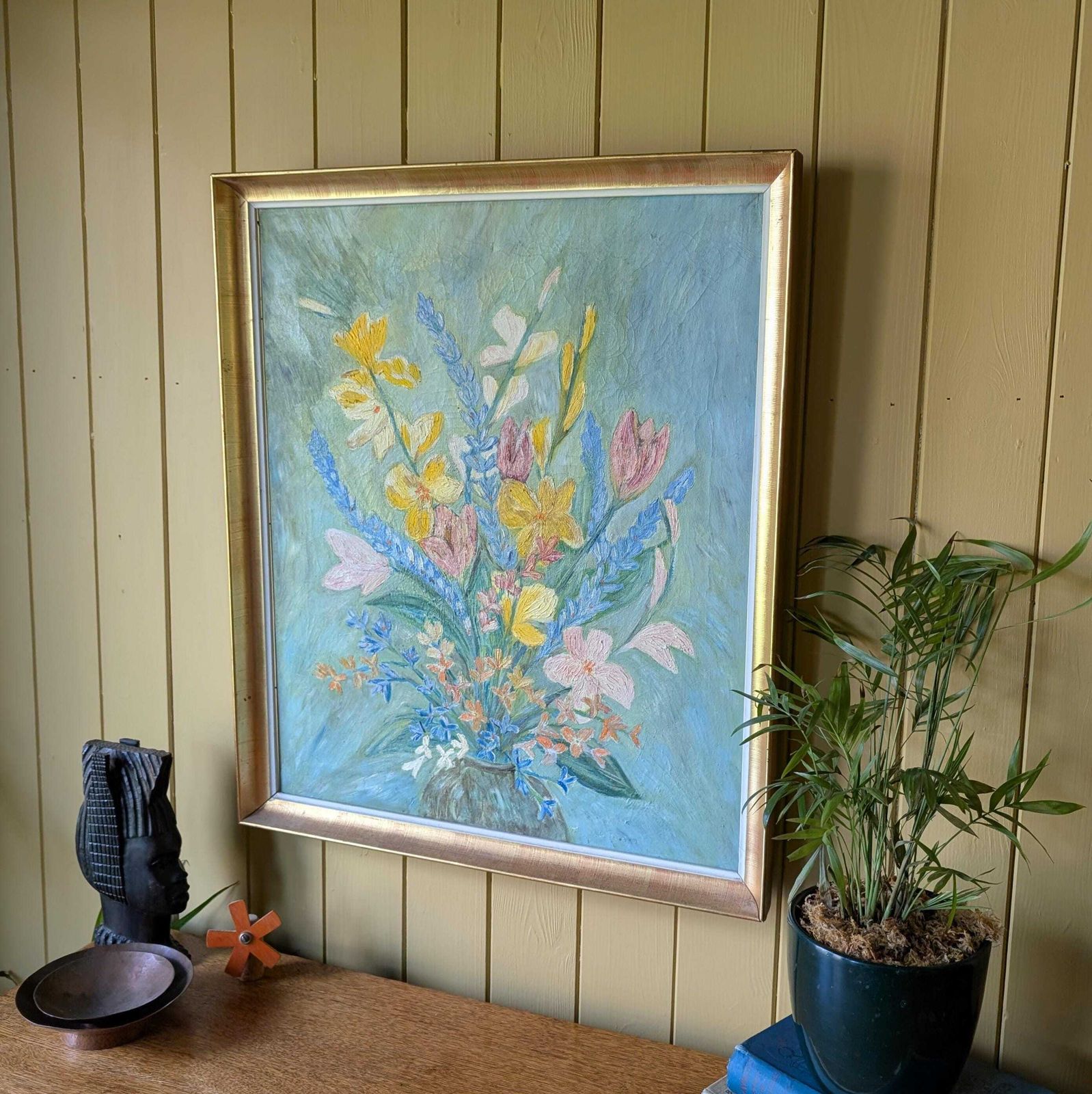 Mid Century Impressionist Floral Oil Painting