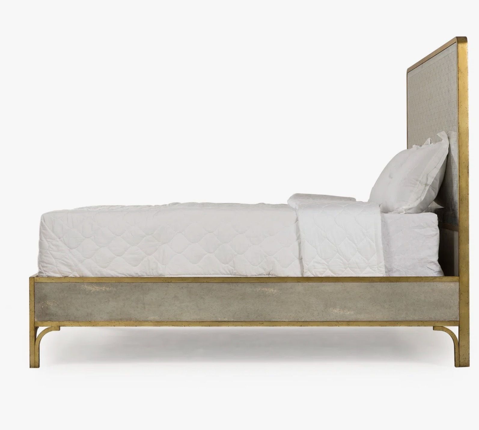 Tracey Boyd For Sonder Living Mirrored Eglomisé Bed Frame – Gold Leaf Detail photo for sale