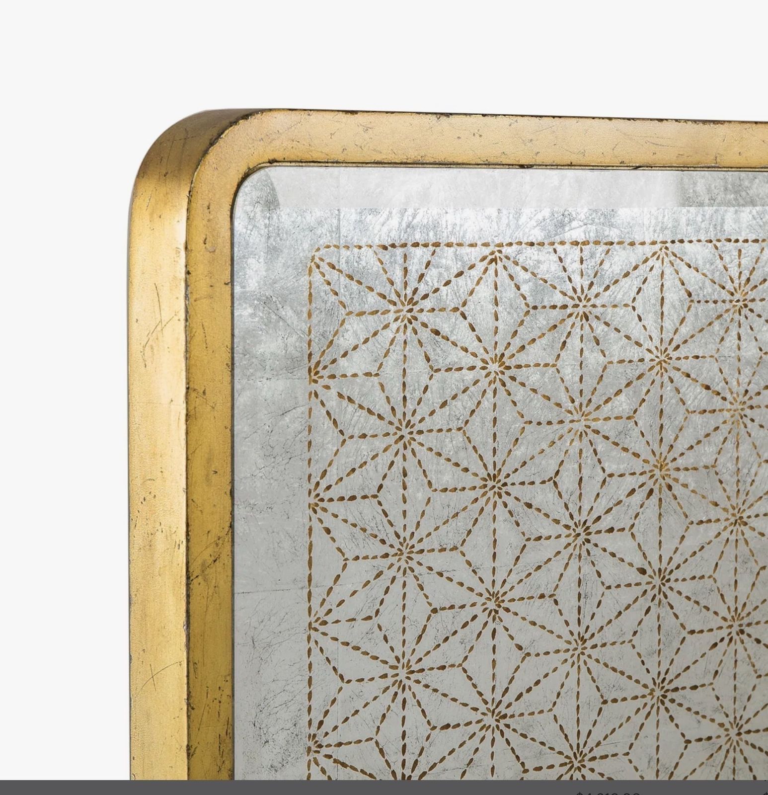 Tracey Boyd For Sonder Living Mirrored Eglomisé Bed Frame – Gold Leaf Detail photo 349.0