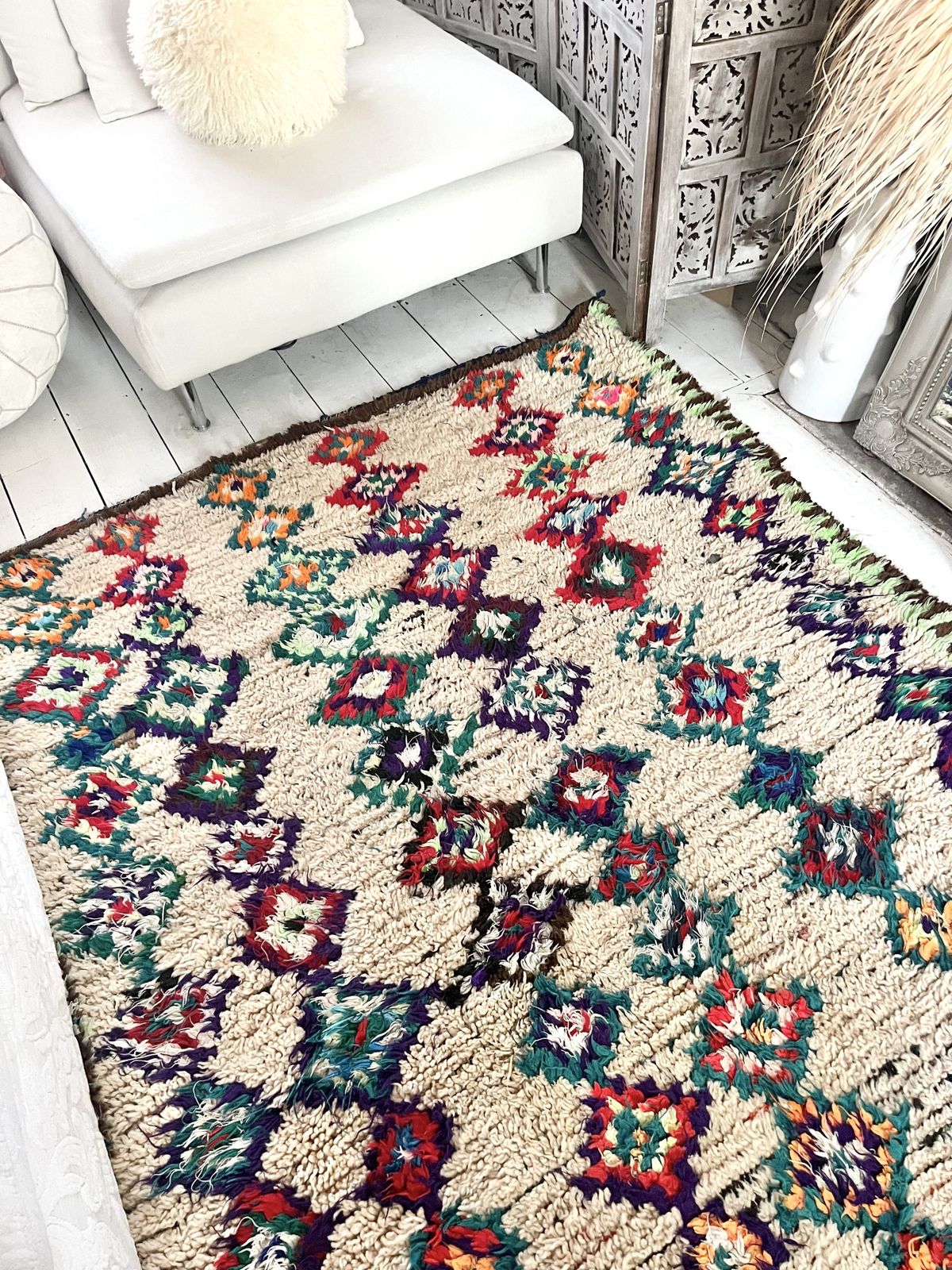 Vintage Moroccan Azilal Rug Hand Knotted Mid Century Wool Berber Carpet photo 1795.0