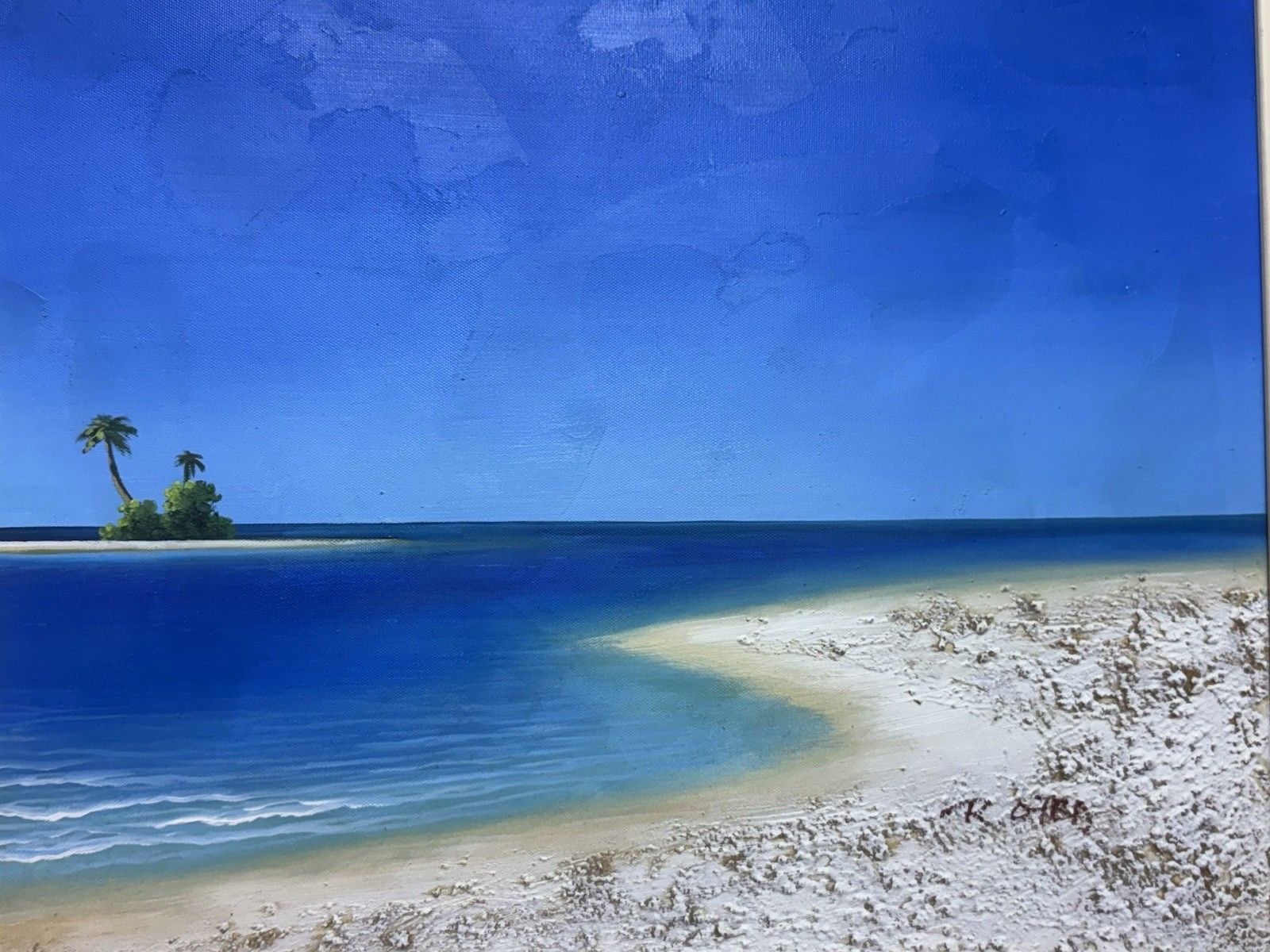 Pair Tropical Paradise Island Beach Scene Oil Paintings Manner Of Henderson Cisz photo vinterior