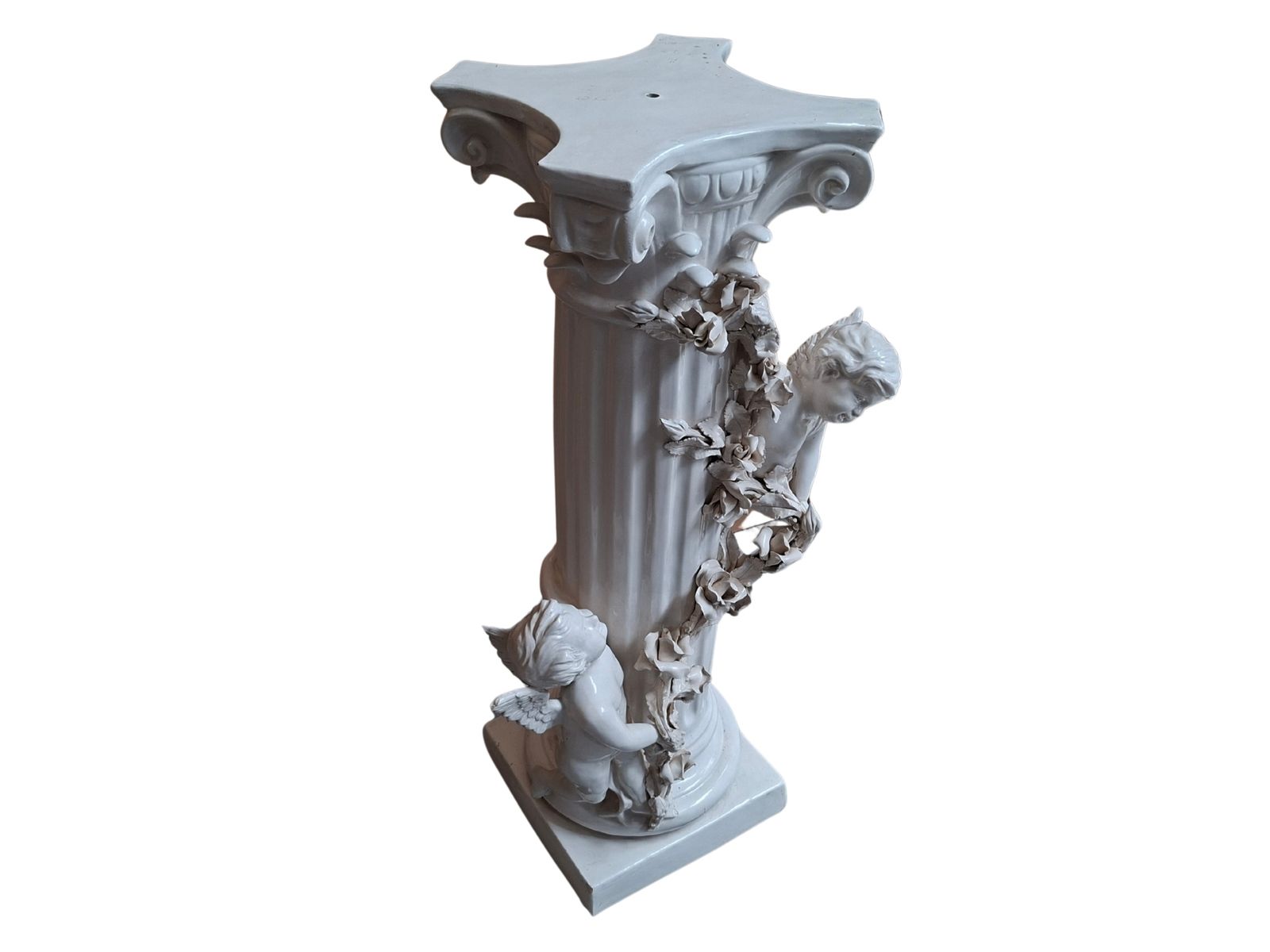 Home Decor Elegante Colonna Con Angeli In Ceramica – Stile Neo Barocco (Anni '80) photo