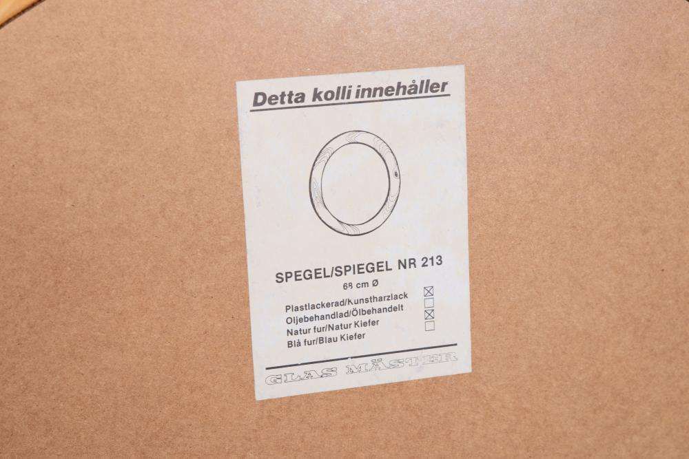 Woonaccessoires Ronde Houten Spiegel – Glasmaster Markaryd, Zweden, Ca. Jaren 1960 photo