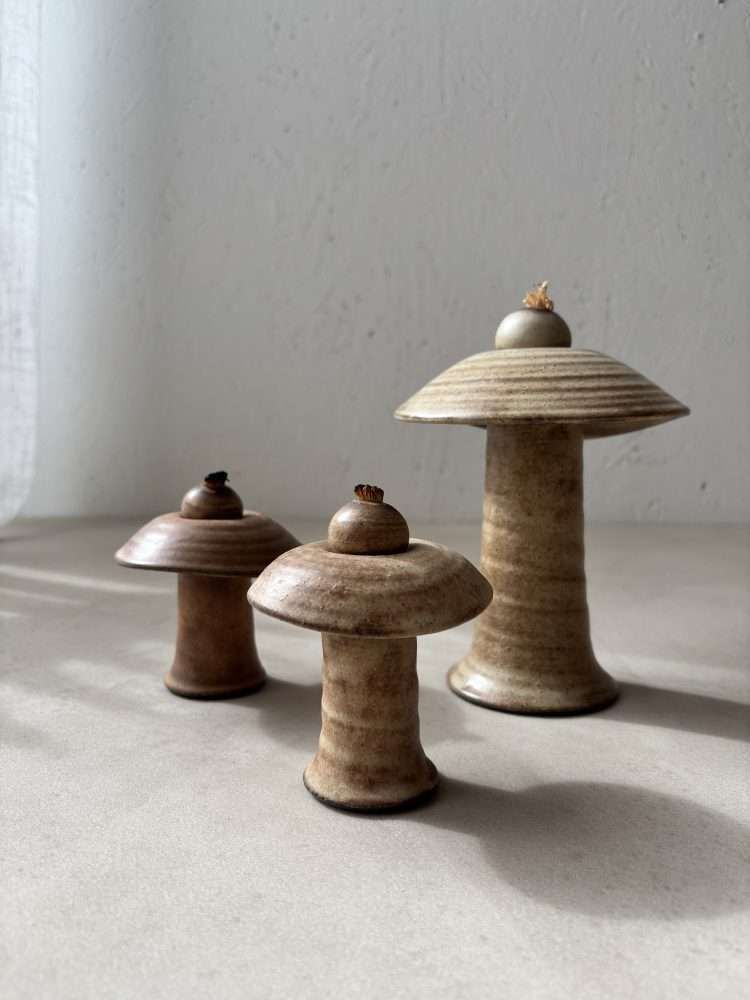 Home Decor Freek Berends Ceramic Mushroom Oil Lamps, 1970s – Set Of Three photo