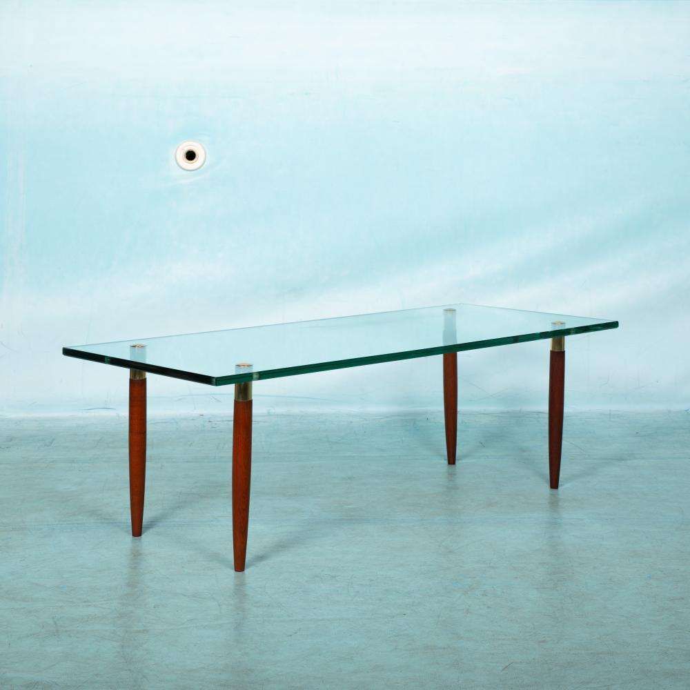 Vintage Coffee Table Glass Teak Brass, Midmod Coffee Table photo 597.0