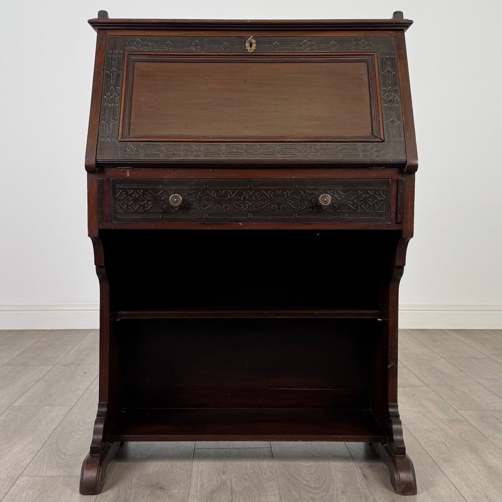 Antique 20th Century Chippendale Style Bureau In Mahogany ( Af 5617 )
