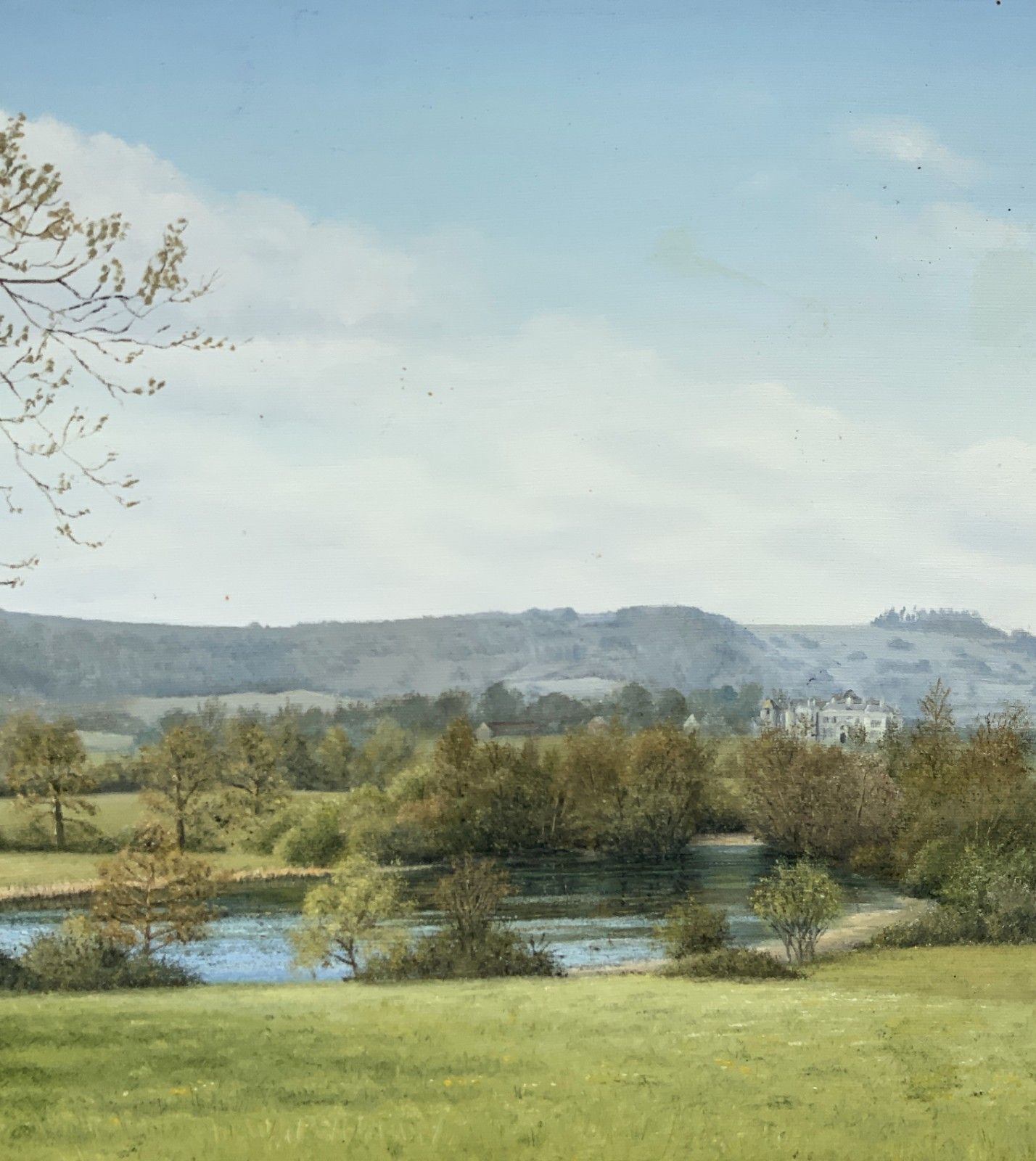 Beautiful English Countryside Landscape Oil Painting Signed Original photo 299.0