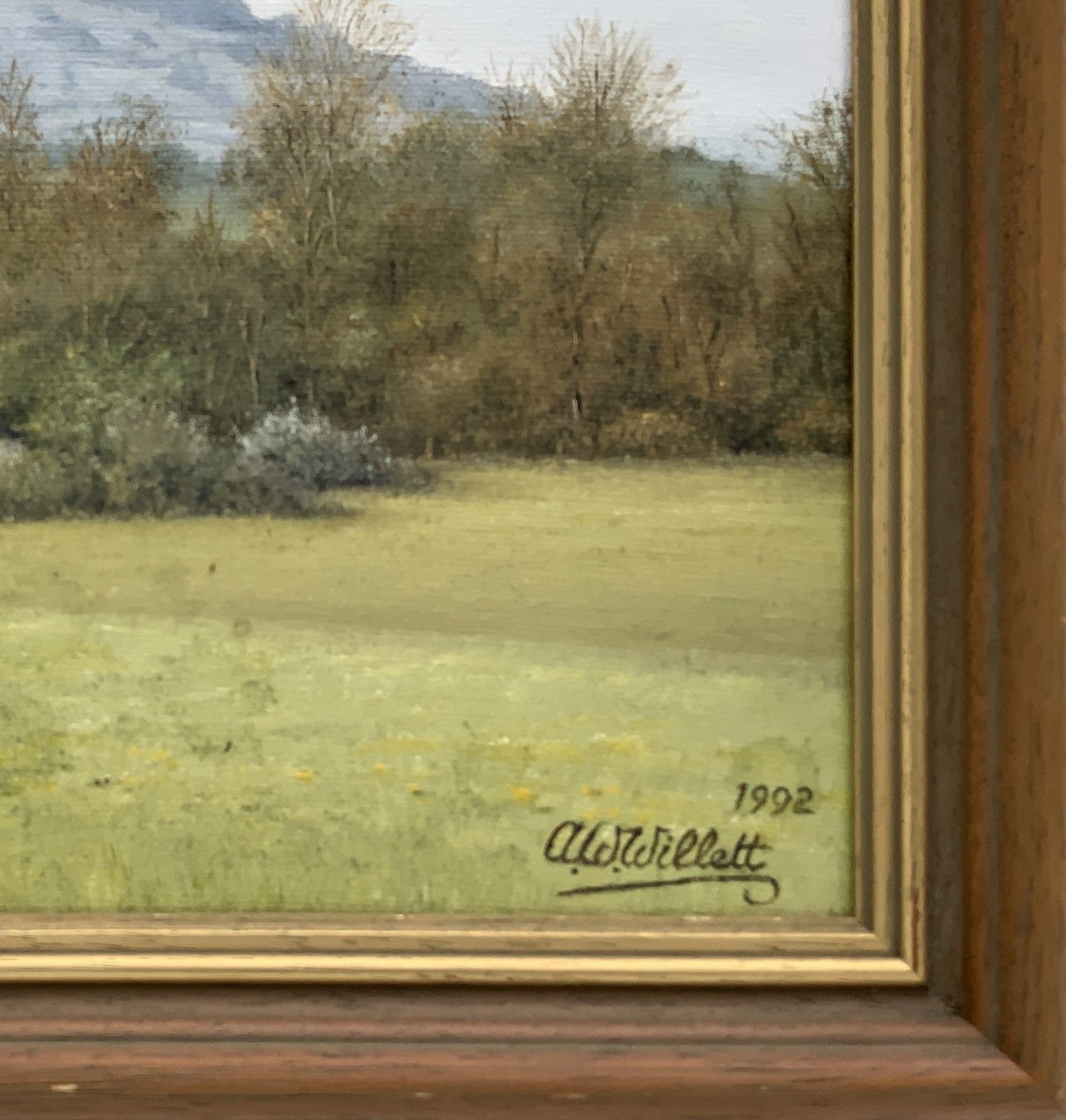 Beautiful English Countryside Landscape Oil Painting Signed Original photo vintage