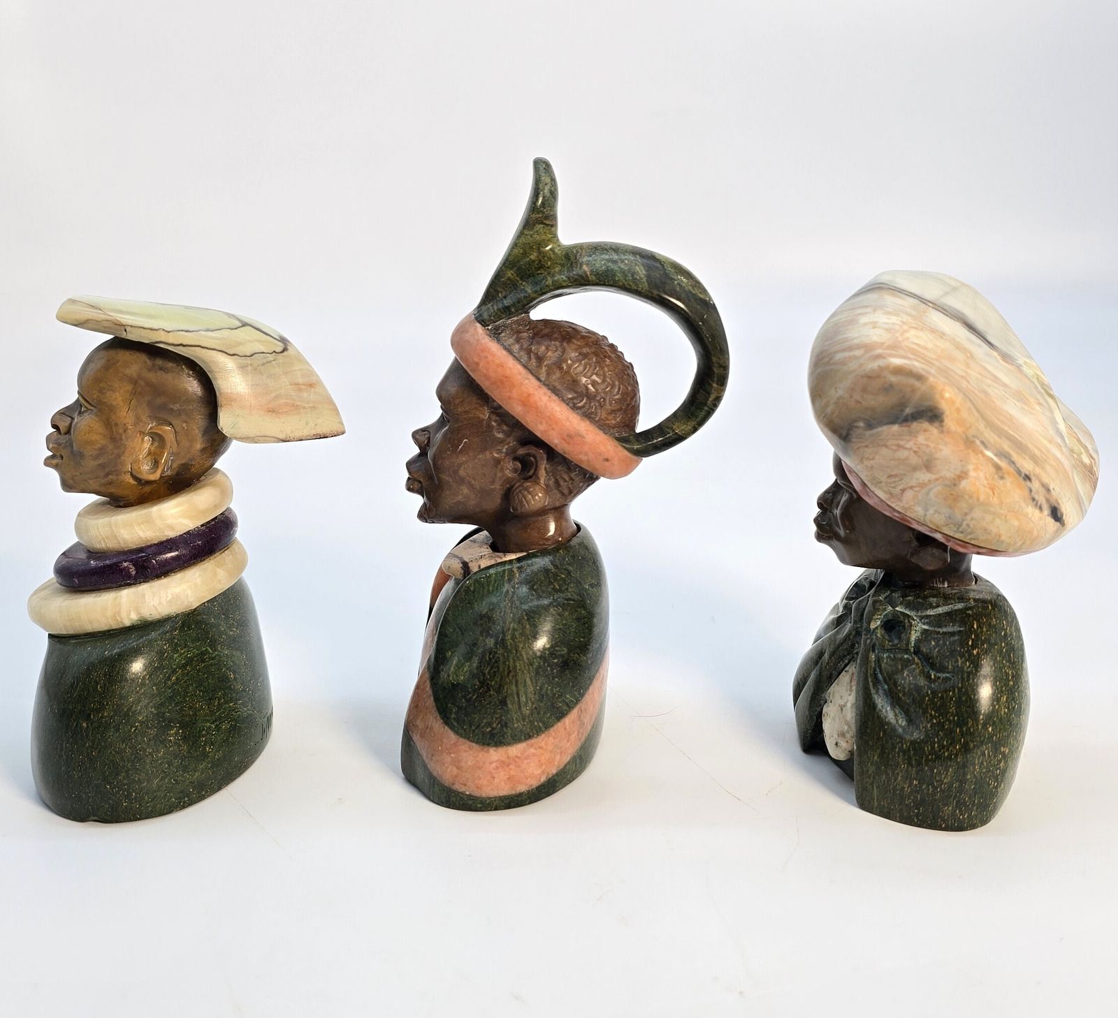 A Set Of Three African Carved Stone Portrait Busts Circa 1930 photo for sale