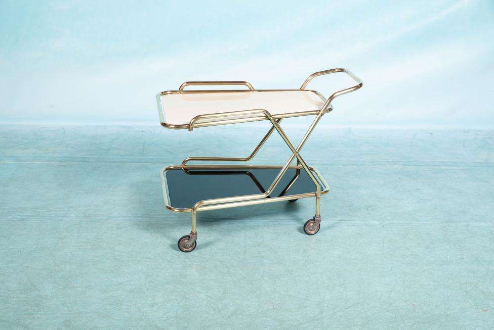 Vintage Brass 60s Serving Trolley, Midcentury Brass Bar Cart photo buy
