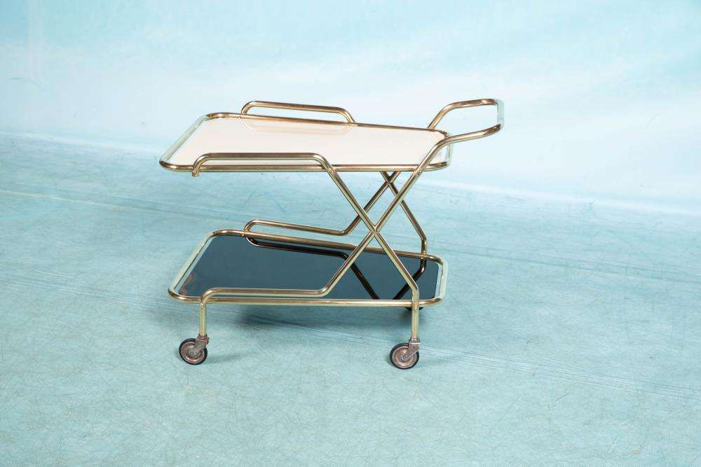 Vintage Messing Serveerwagen Uit De Jaren 1960, Mid Century Messing Barkar photo vintage