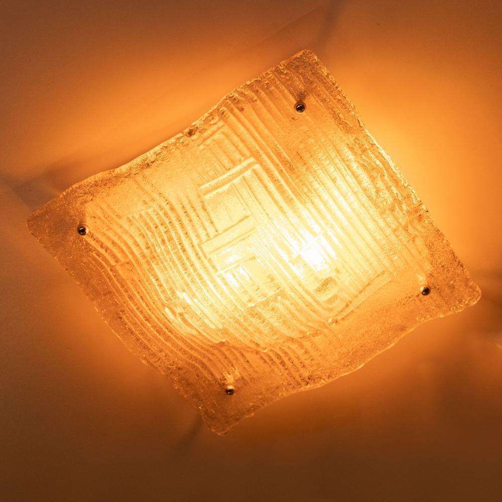 Space Age Plafondlamp Gebogen Glas, Vintage Glazen Wandlamp