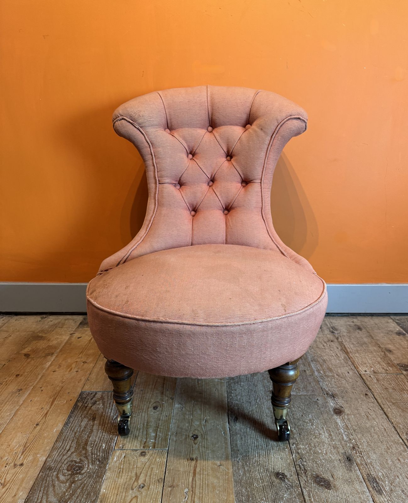 Antique Button Back Occasional Chair For Recovering photo for sale